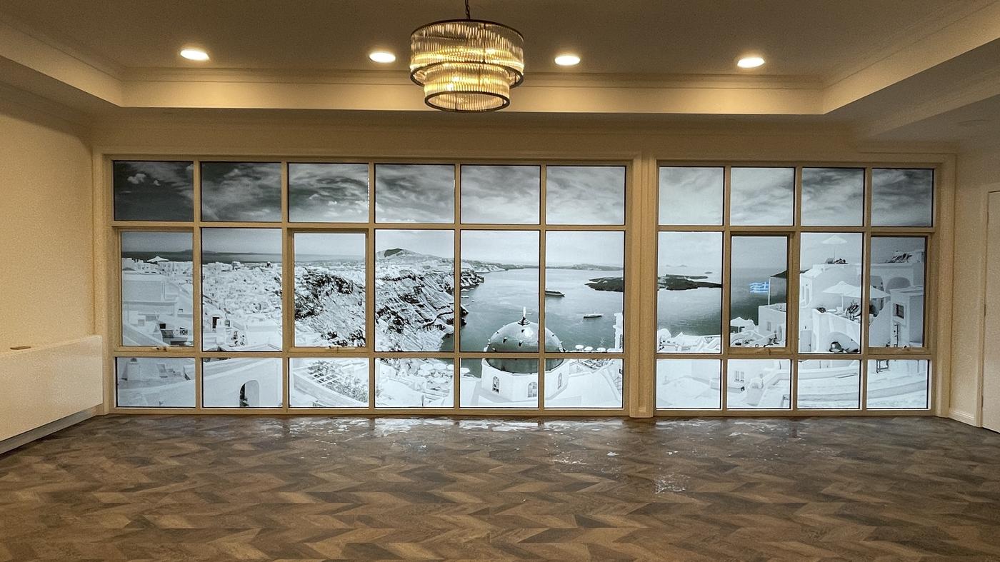 Fronditha Care window frosting mural, St Albans facility